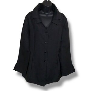 Size 14 GMI Black Button Up Blouse Top Long Sleeve Blazer Style Retro Goth